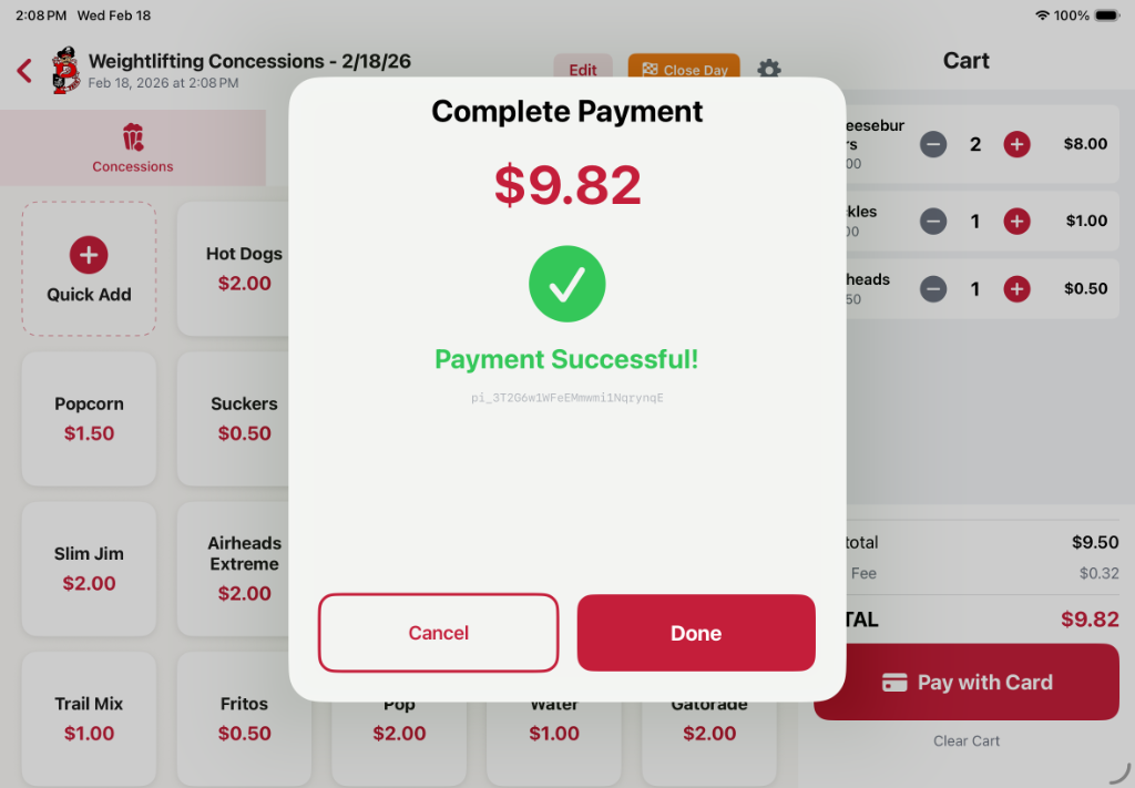 Payment Successful — card charged in seconds