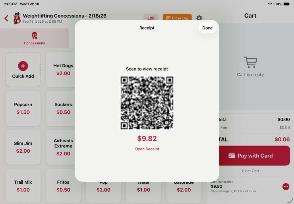 Digital Receipt — customer scans QR code